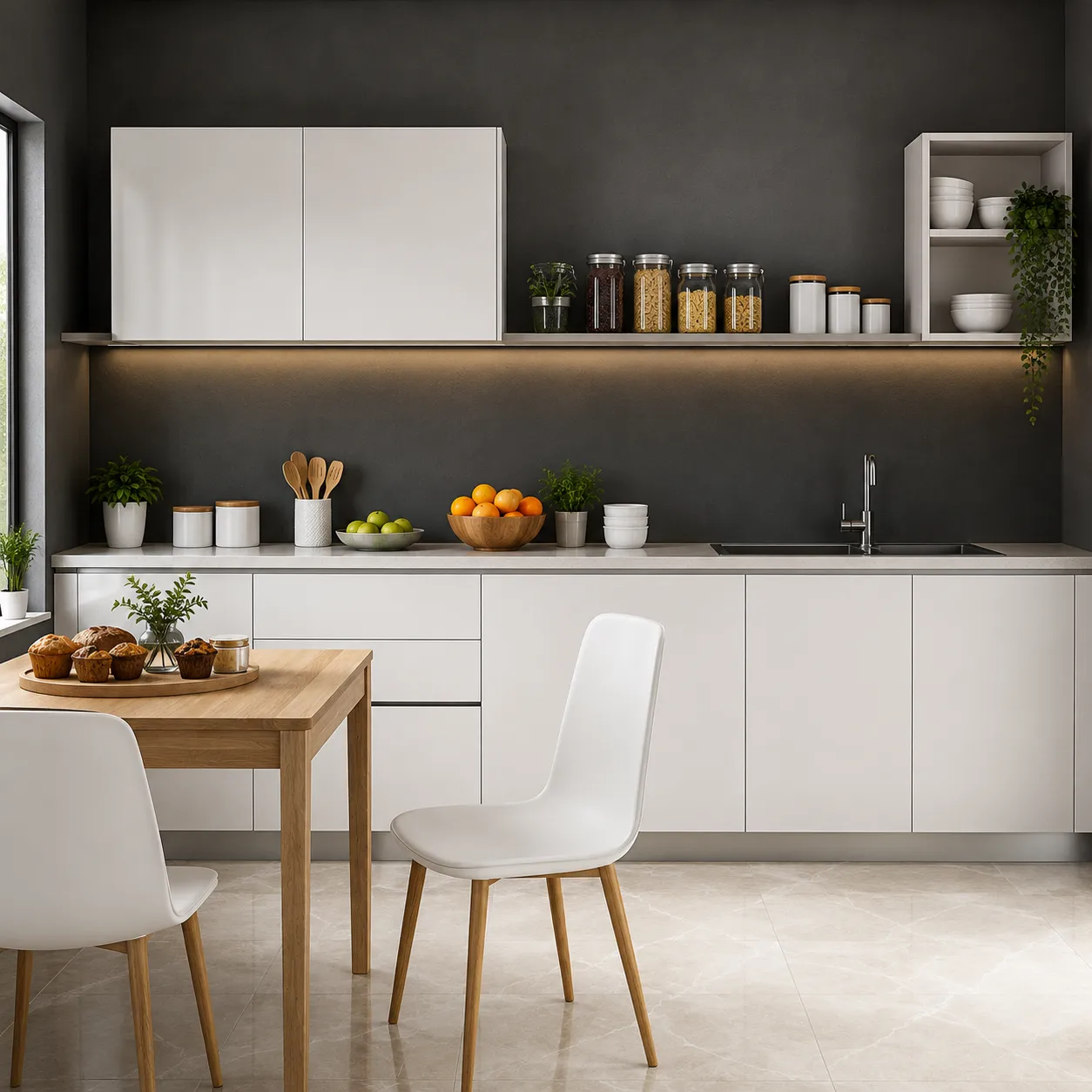 Straight-line modular kitchen design